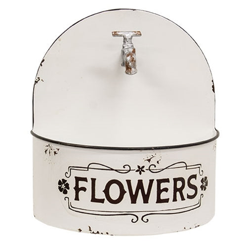 Distressed White Spigot Wall Planter