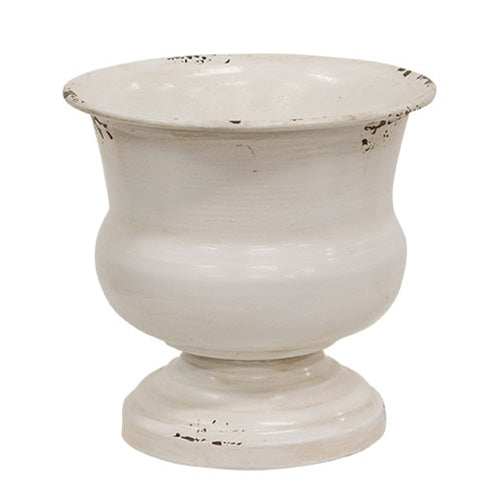 Distressed White Urn
