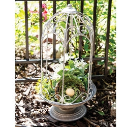 Metal Ornate Birdcage Planter