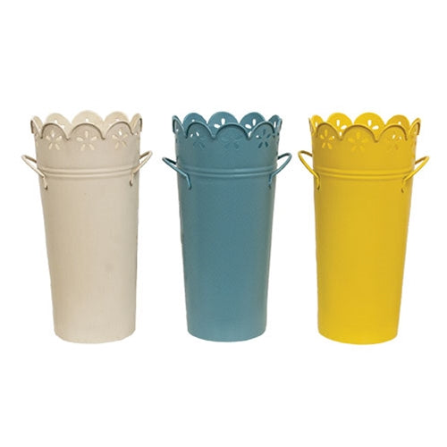 Metal Scalloped Flower Edge Planter - 3 Asstd.