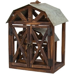 2/Set - Wood and Metal Barn Shaped Lanterns