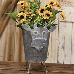 Metal Cow Planter