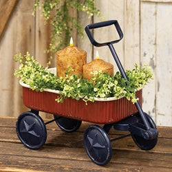 Red White Blue Rustic Metal Wagon