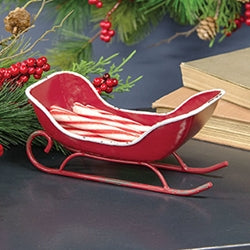 Distressed Red Metal Sleigh