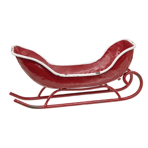 Distressed Red Metal Sleigh