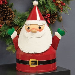 Distressed Metal Jolly Santa