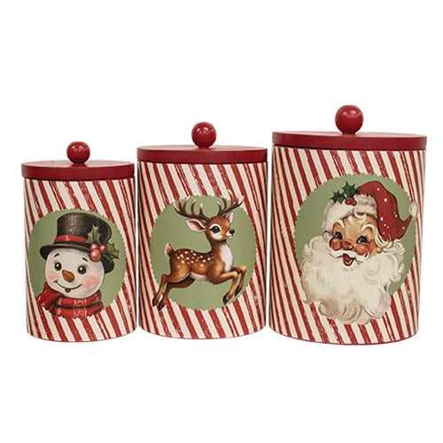 3/Set - Nostalgic Christmas Metal Canisters