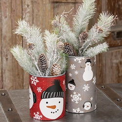 2/Set - Scattered Snowman Floral Buckets