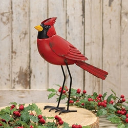 Distressed Metal Standing Cardinal - 10"H