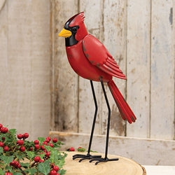 Distressed Metal Standing Cardinal - 11.5"H
