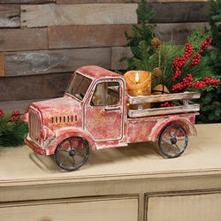 Red Distressed Metal Truck
