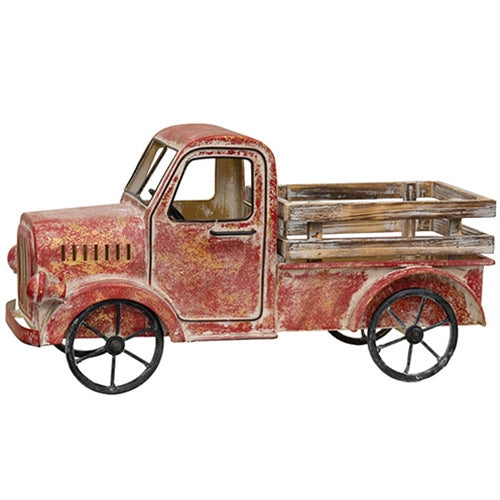 Red Distressed Metal Truck