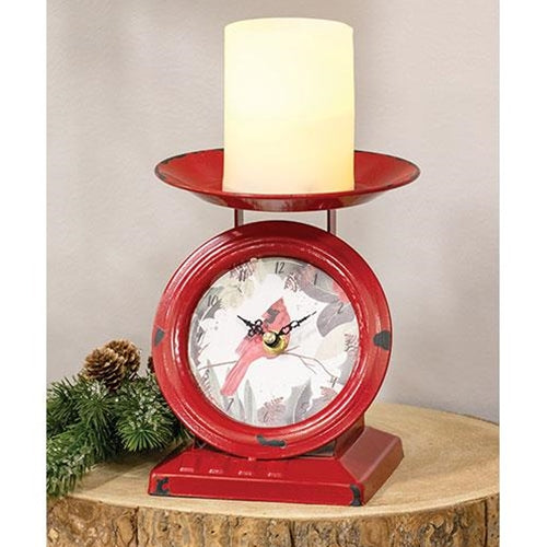 Vintage Christmas Cardinal Old Town Scale Clock