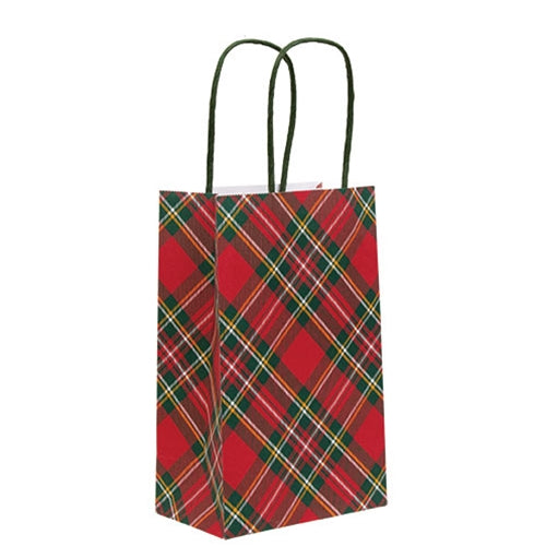 Festive Plaid Shopping Bag - 5"x3"x8"