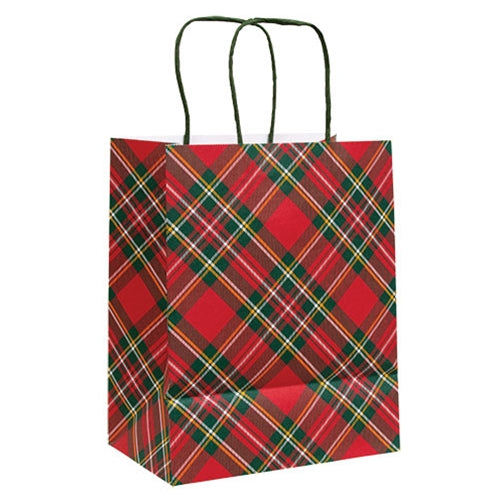 Festive Plaid Shopping Bag - 8"x5"x10"