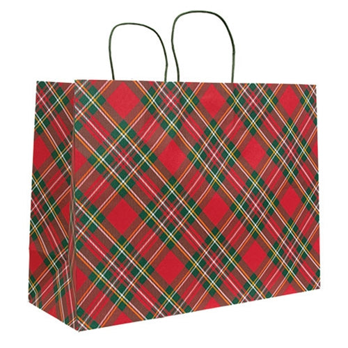 Festive Plaid Shopping Bag - 16"x6"x12"