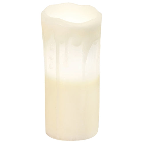 White Drip Pillar Candle 3" x 7"
