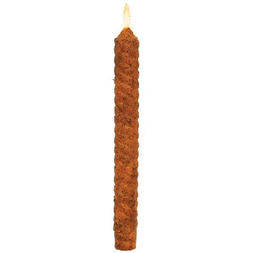 Pumpkin Spice Vintage Twist Flicker Flame Timer Taper 9.5"