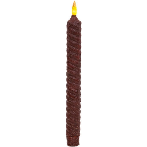 Burnt Burgundy Vintage Twist Flicker Flame Timer Taper 9.5"