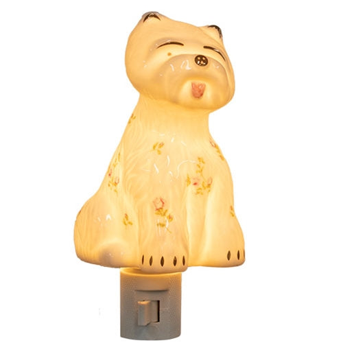 Porcelain Floral Puppy Nightlight