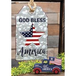 God Bless America Metal Tag w/ Jute