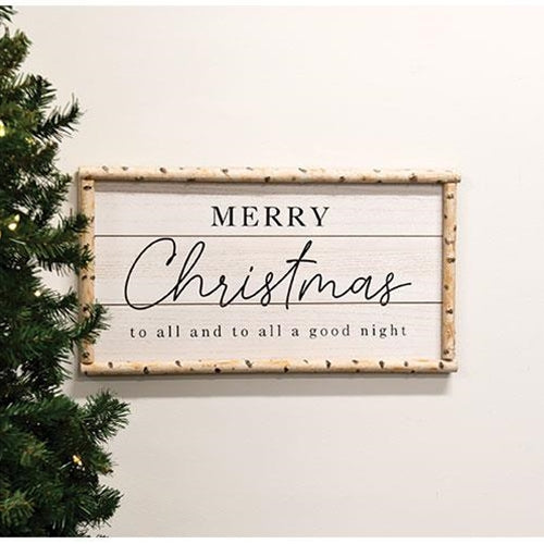 Merry Christmas To All Woodland Birch Wood Sign