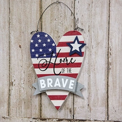 Home of the Brave Heart Wooden Hanger