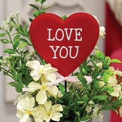 Metal Love You Conversation Heart Plant Stake