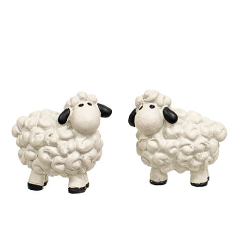 2/Set - Mini White Face Resin Sheep