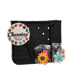 Tote With 12 Seasonal Charms - 2 Asstd.