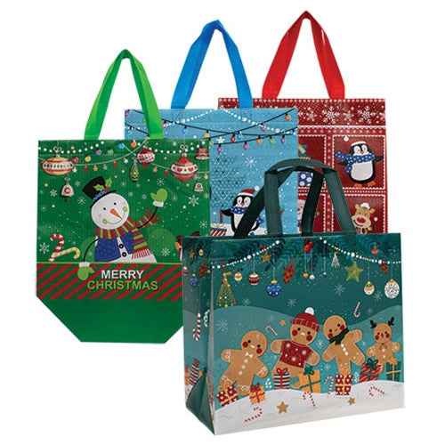 Eco-Friendly Reusable Winter Tote Bag - 4 Asstd.