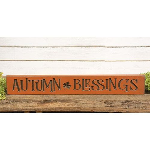 Autumn Blessings Orange Engraved Sign 24"