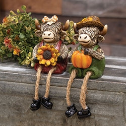 Resin Dangle Leg Harvest Highland Sitter - 2 Asstd.