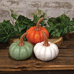 Resin Carved Look Pumpkin - 5"H - 3 Asstd.