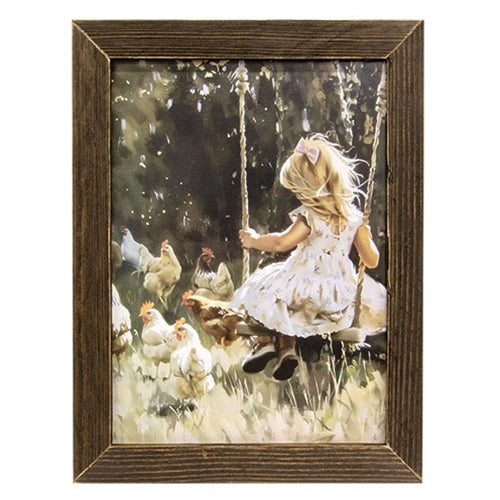 A Girl and Her Chickens Framed Print - 12"x16"