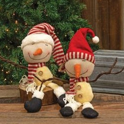 Dangle Leg Plush Big Head Snowman 2 Asstd.