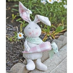 Sitting Fabric Bunny with Plaid Carrot