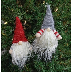 *Red/Grey Santa Gnome Ornament 2 Asstd.