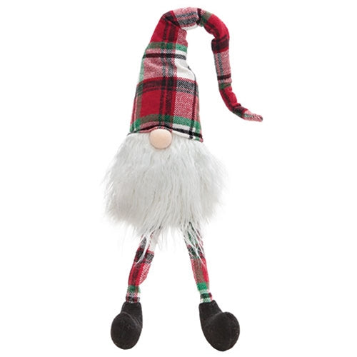 Dangle Leg Plaid Santa Gnome
