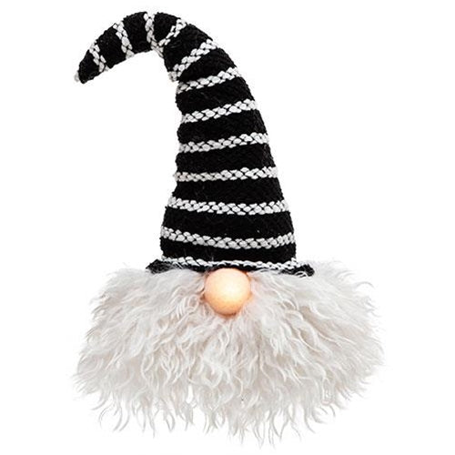 Medium Black Hat  Santa Gnome w/LED Light Nose