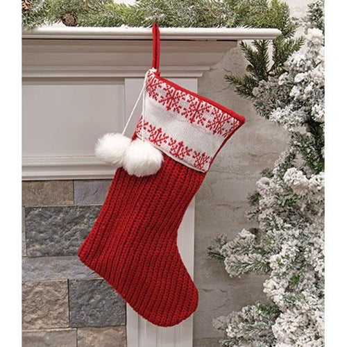 Red Snowflake Knit Stocking