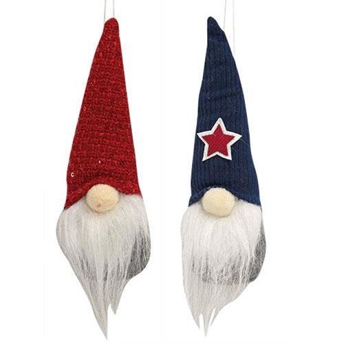 Americana Gnome Plush Ornament 2 Asstd.