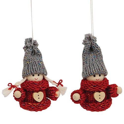 Mr or Mrs Mini Christmas Heart Gnome Ornament - 2 Asstd