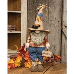 Standing Gnome with Welcome Sign and Crow