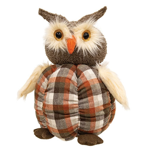 Stuffed Plaid Pumpkin Owl
