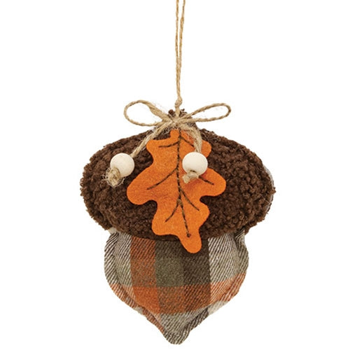 Fabric Plaid Acorn Ornament