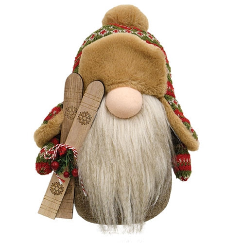 *Green Nordic Knit Gnome w/ Skiis