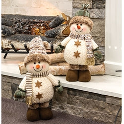 Cozy Brown Standing Snowmen - 2 Asstd