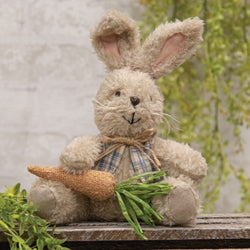 Sitting Tan Boy Bunny Doll - 10"H