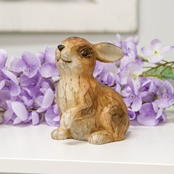 Carved Look Resin Bunny Sitter - 5.5"H